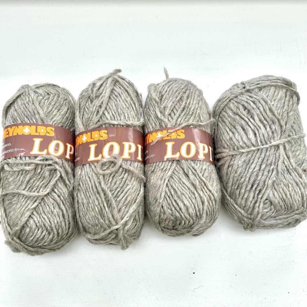 Lot of 4 Alafoss Reynolds Yarns Lopi 100% Iceland Wool Ash 100 g/109 yd ea Vtg